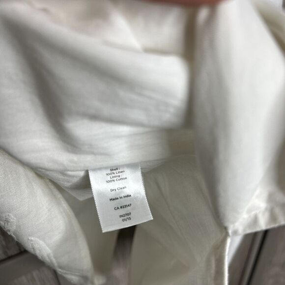 Talbots Sleeveless Top Linen Sequins Tropical Size Zip White Color Sz 10 - Picture 4 of 9